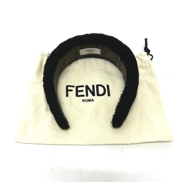 FENDI Hair band head band boa zucca hair accessory fur Black main image 5
